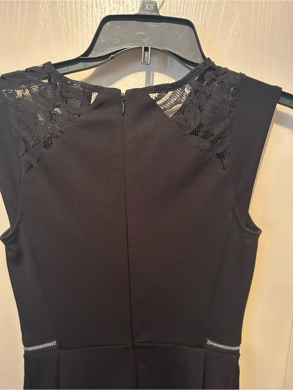 Classic Black Sleeveless A-Line Dress with Embellished Neckline - Picture 3 of 4